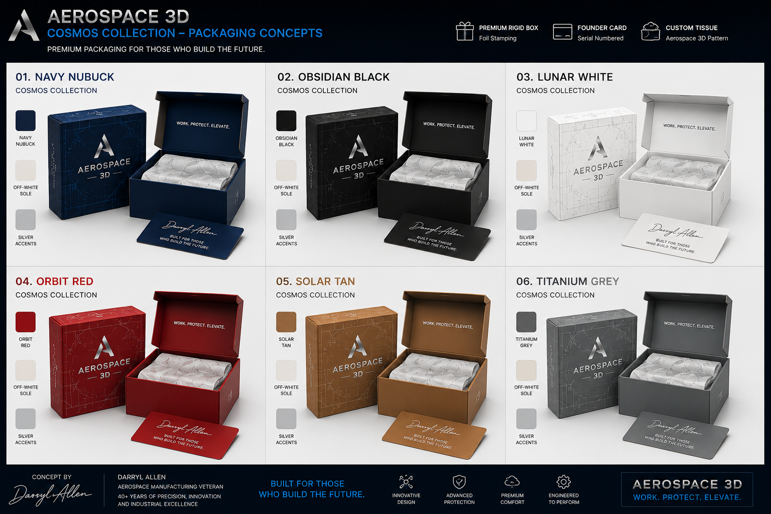 Aerospace 3D packaging concepts — all colorways
